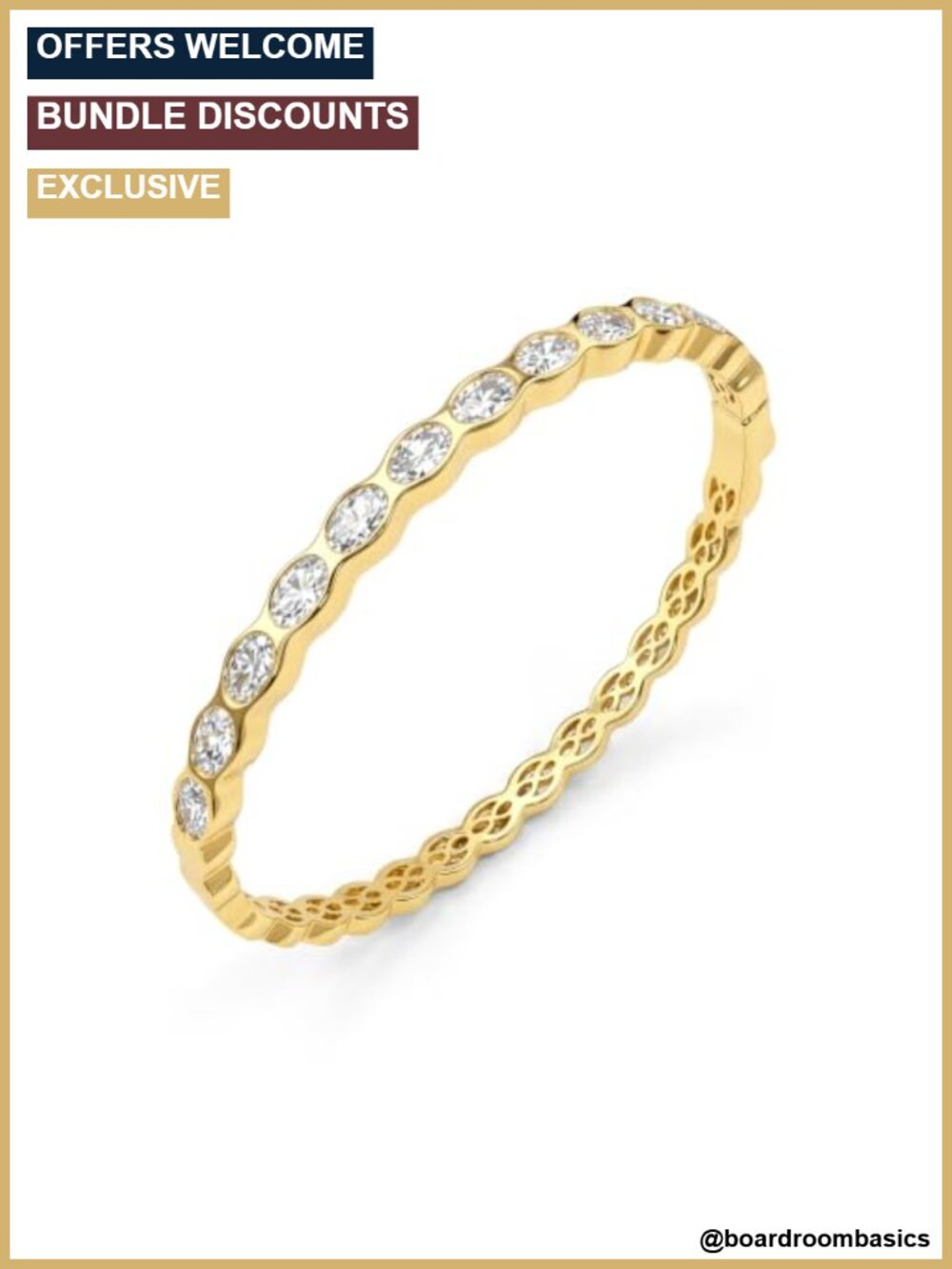 14K Gold Plated Oval Moissanite Bangle Bracelet for Women